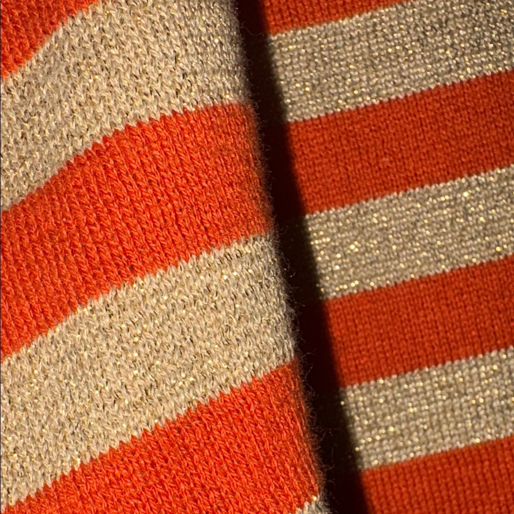 Michael Kors Striped Orange and Gold Women's Tank Top.   The fabric is stretchy - Picture 6 of 6